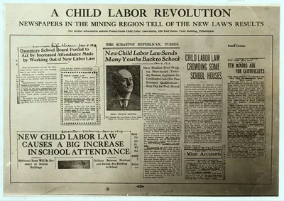 Newspaper comments on new child labor law in Penn.  Location:…, Pennsylvania, 1910