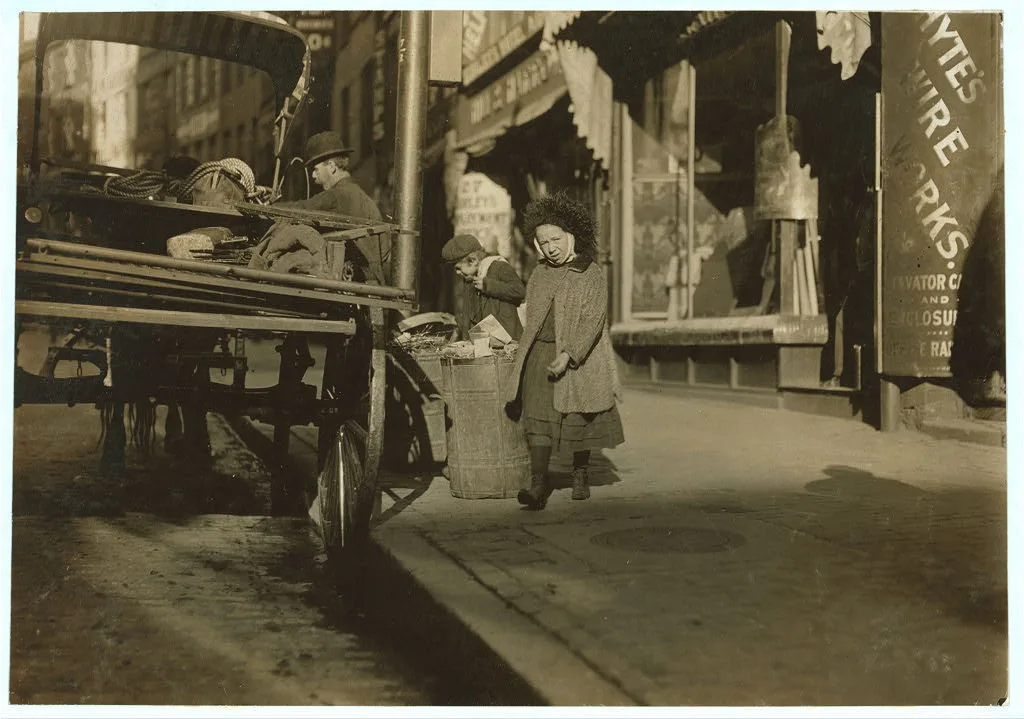Among Ash Barrels. Garbage Gleaners.  Location: Boston,…, Massachusetts, 1909
