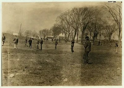 Noon hour ball-game at Quidwick Co. Hill, Anthony, R.I. All of them…, Rhode Island, 1909