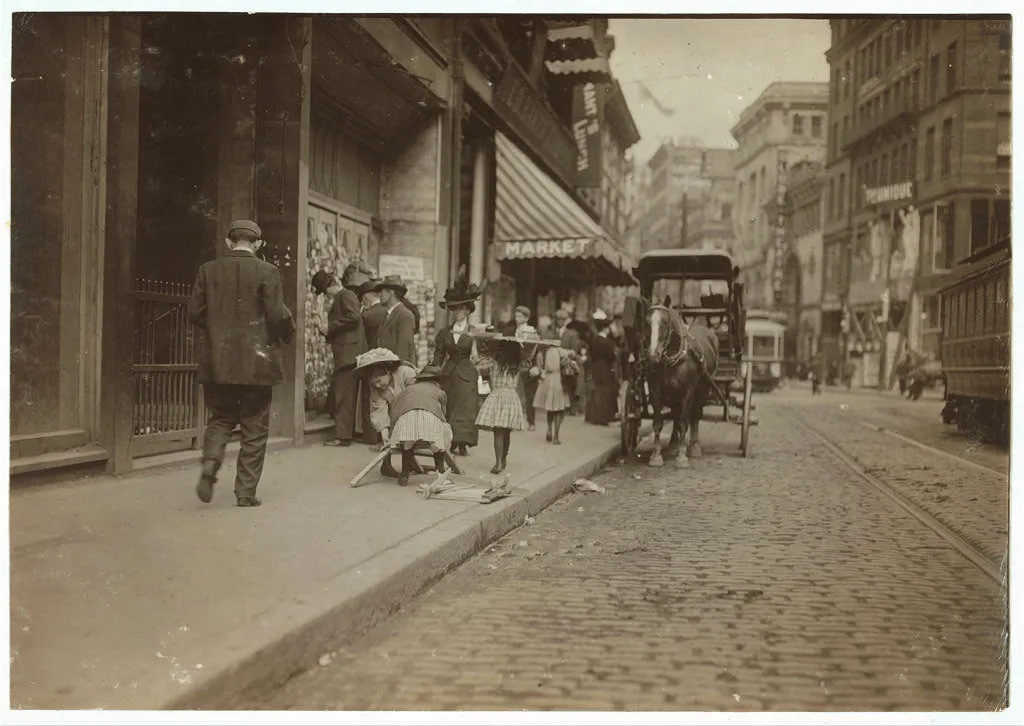 Little Girl Woodpickers Making Up a Load.  Location: Boston,…, Massachusetts, 1909