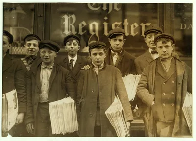High school route boys. Adolescents. Some in back row have been…, Connecticut, 1909