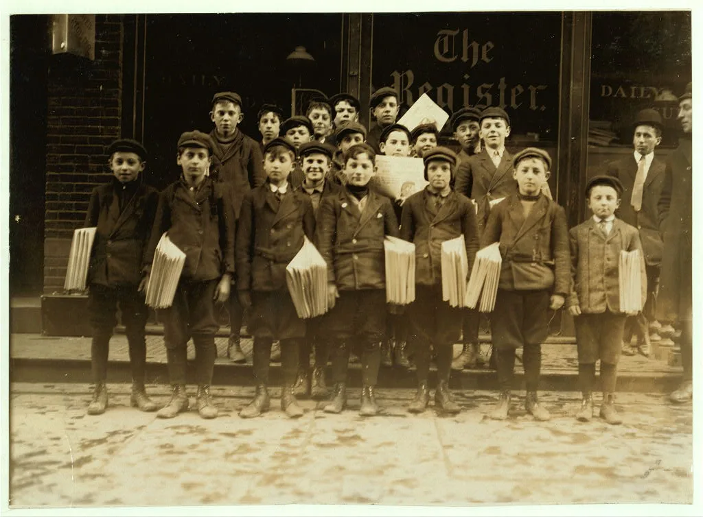 Some of the smaller newsboys, 9, 16 and 11 years old.  Location: New…, Connecticut, 1909