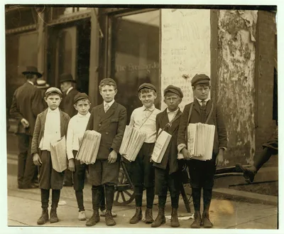 Group of newsboys at Evening Journal Office. Investigator, Edward F.…, Delaware, 1910