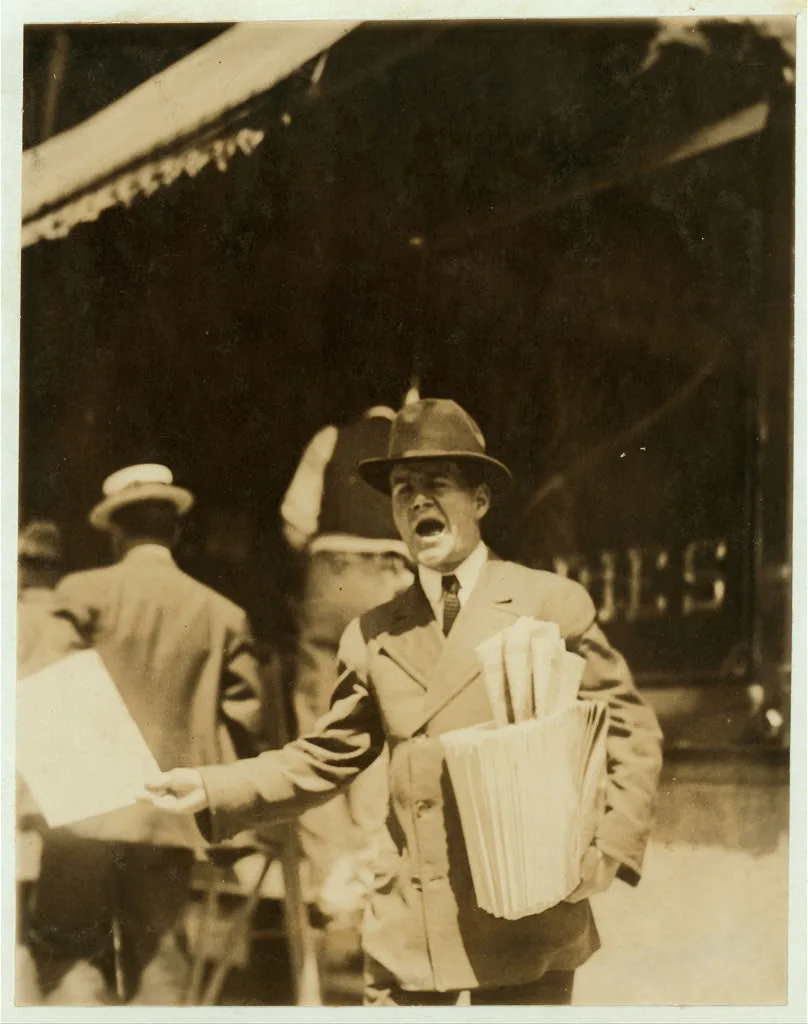 A typical "Heavy man." Old newspaper boy 25 yrs. on streets. (See…, Missouri, 1910