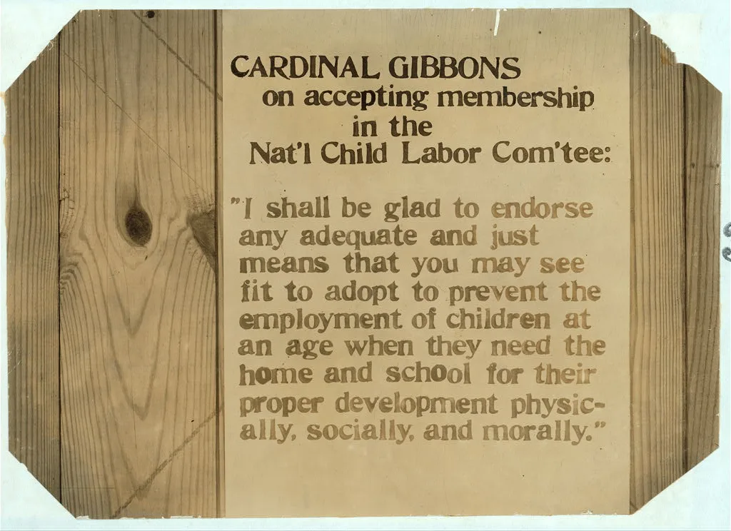 Cardinal Gibbons on accepting membership in the National Child Labor…, 1913