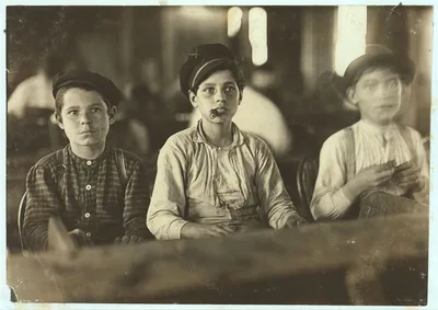 Young Cigarmakers in Englehardt & Co., Tampa, Fla. There boys looked…, Florida, 1909