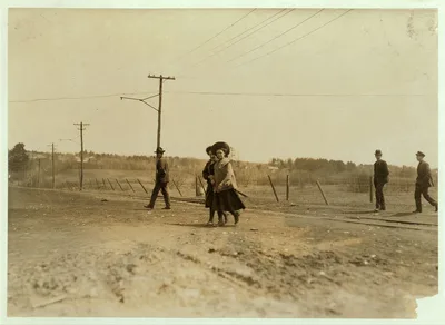 Noon Hour. Queen City Mill, Burlington, Vt. I saw several girls much…, Vermont, 1909