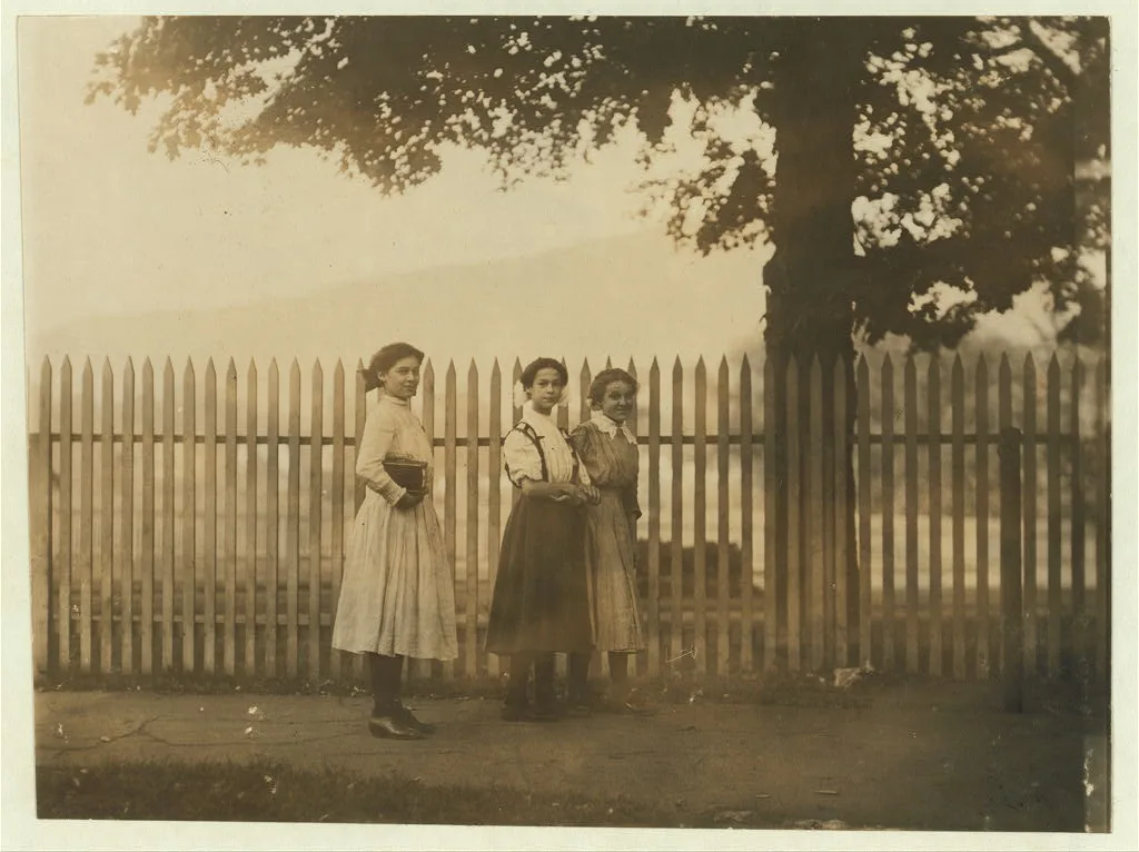 6:30 A.M. Three of the young girls working in Holden-Leonard Co.,…, Vermont, 1910
