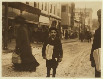 Newsie starting in to sell after school, 3:30 P.M. Emil Ruscipto, 11…, New York (State), 1910