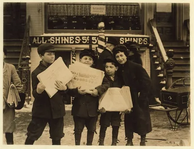 Newsie, selling in the afternoon--after school hours.  Location:…, New York (State), 1910