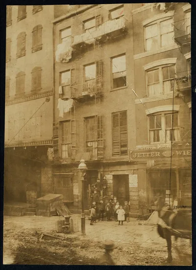 [Tenement house with children in front. Possibly 36 Laight St.…, New York (State), 1910