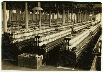 General View of #2 Spinning Room in Indian Orchard Cotton Mill. …, Massachusetts, 1916