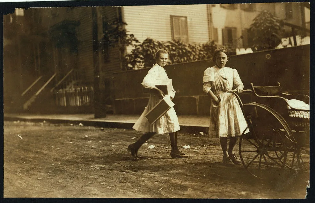 One way to get the tags home.  Location: Roxbury, Massachusetts, 1912