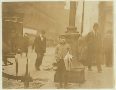 8 year old boy selling at 7th and Olive. Saturday P.M. May 7th, 1910.…, Missouri