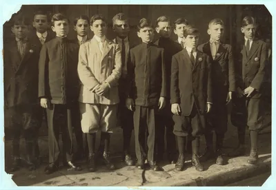 Group of cash boys in Holmes Department Store showing the youngest…, Louisiana, 1913