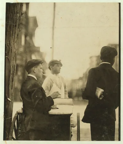 Newsboy smoking cigarets [sic] on 4th & Orange Sts. Investigator,…, Delaware, 1910