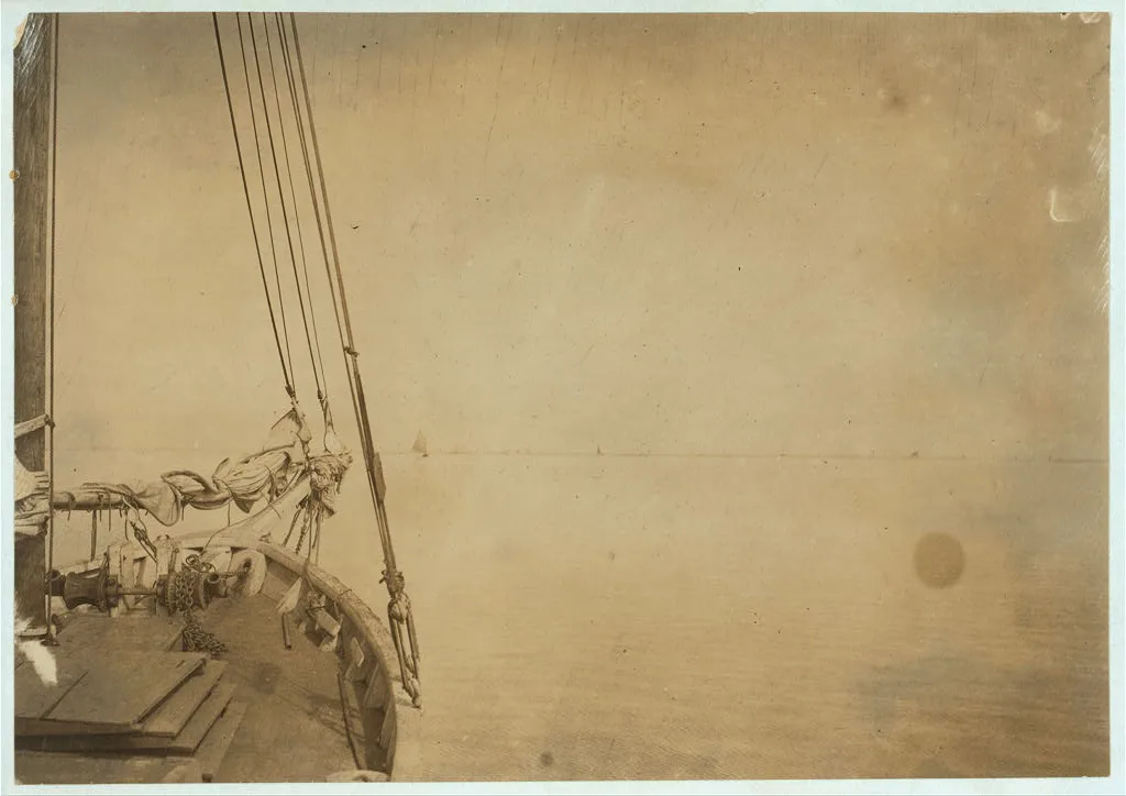 Oyster barge approaching the oyster fleet on the reef, Mobile Bay.…, Alabama, 1911