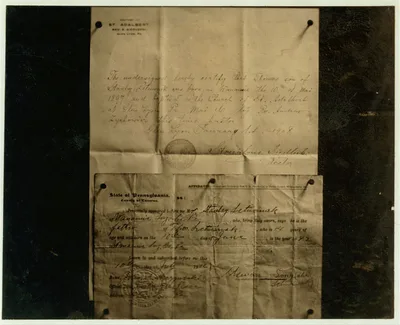 Comparison of Baptisimal Record and Age Certificate of Stanley…, Pennsylvania, 1911