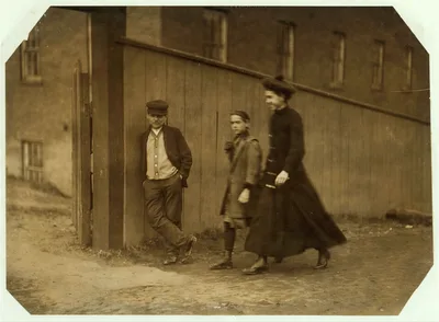 Apparently one of the young helpers going to work at 1 P.M. …, Massachusetts, 1911