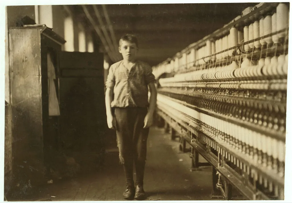 Dosilav Loselle, 6 Gardner Rd. (At his Machine) Young band boy in 5…, Massachusetts, 1911