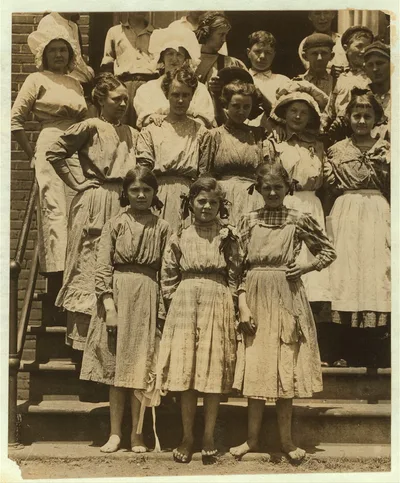 Group of girls and women working in Aragon Mill, Rock Hill, S.C. …, South Carolina, 1912