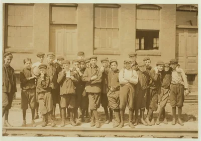 Group in front of Indian Orchard Mfg. Co. Everyone in public was…, Massachusetts, 1911