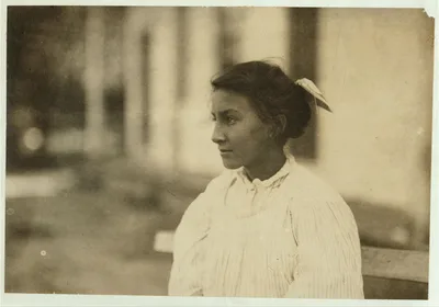 [Mamie La Barge at her Machine. Under legal age.]  Location:…, Massachusetts, 1911