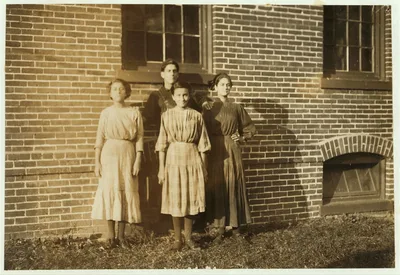 Mamie and her sisters and brothers who work in the mill.  Location:…, Massachusetts, 1911