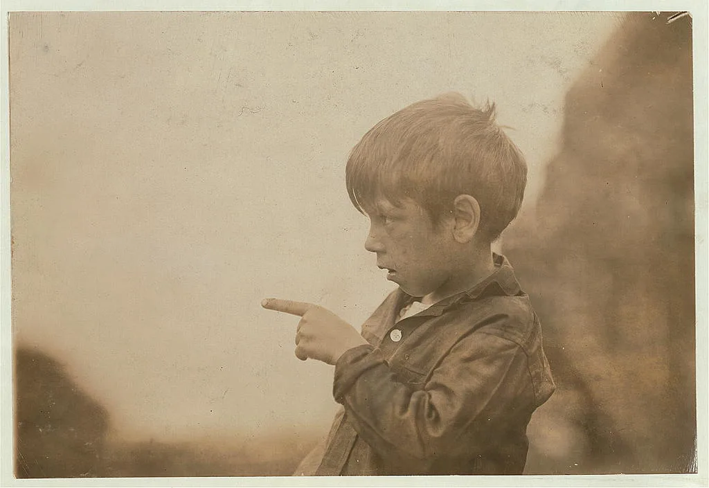 "I cut my finger off, cutting sardines the other day." Seven year old…, Maine, 1911