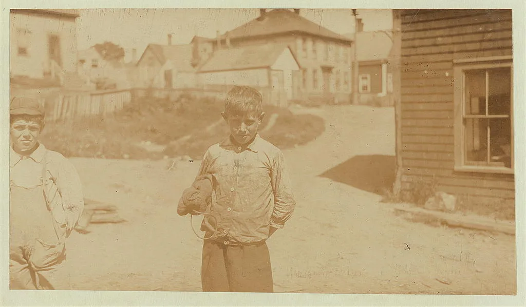 George Goodell, going home Sunday morning, after cutting a few boxes…, Maine, 1911