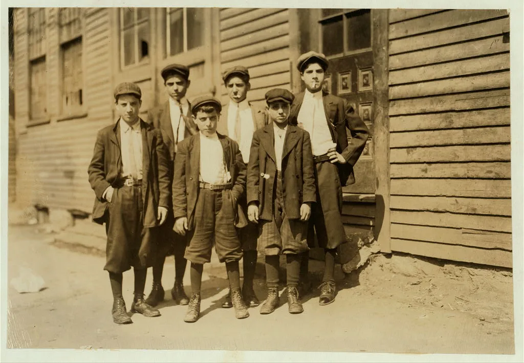 Group in which the two smallest are Camillo De Marco, 129 Common St.,…, Massachusetts, 1911