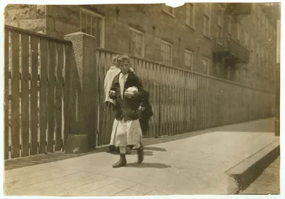 Young Worker in the Union Mill going home 11 A.M.  Location: Fall…, Massachusetts, 1916