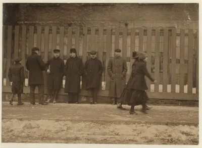 [Main Entrance Wamsutta Mills. Young workers also indolescent [i.e.,…, Massachusetts, 1912