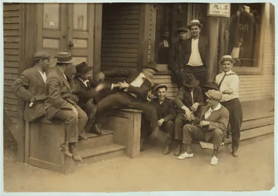 Hanging around the saloon - 5 P.M.  Location: Chicopee Falls,…, Massachusetts, 1916