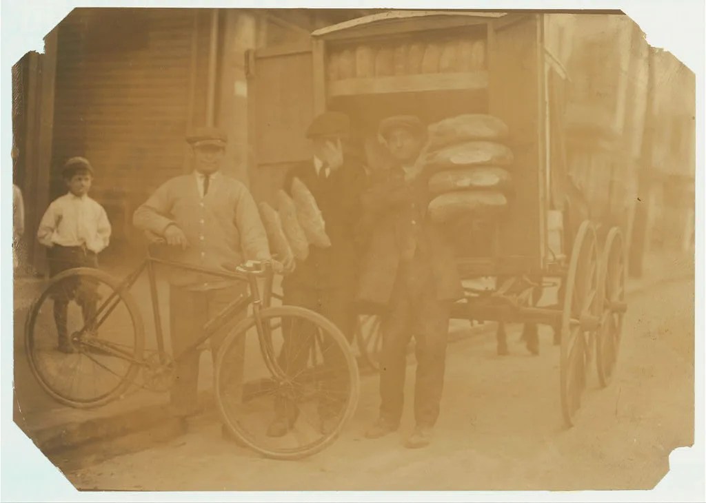 (For Child Welfare Exhibit 1912-13.) Delivering bread in the Italian…, Rhode Island