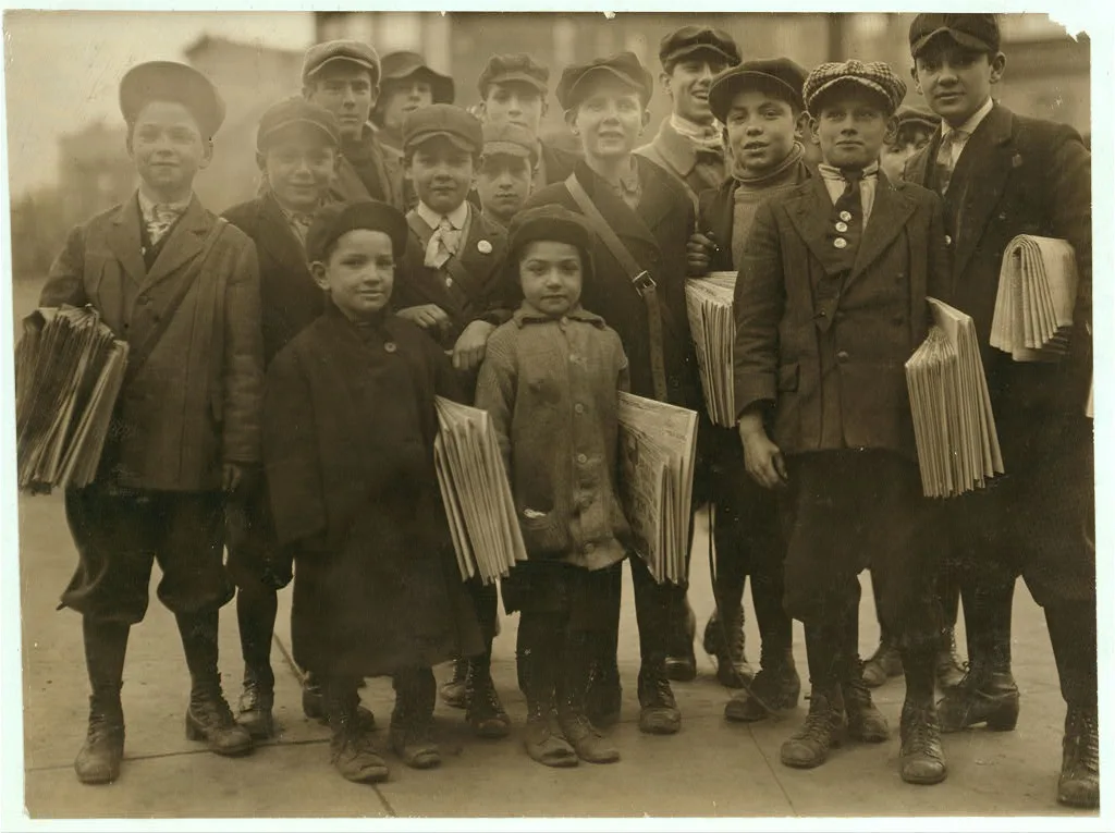 Some of Newark's "hustlers."See 3226 for small boys in front. 4 P.M. …, New Jersey, 1912
