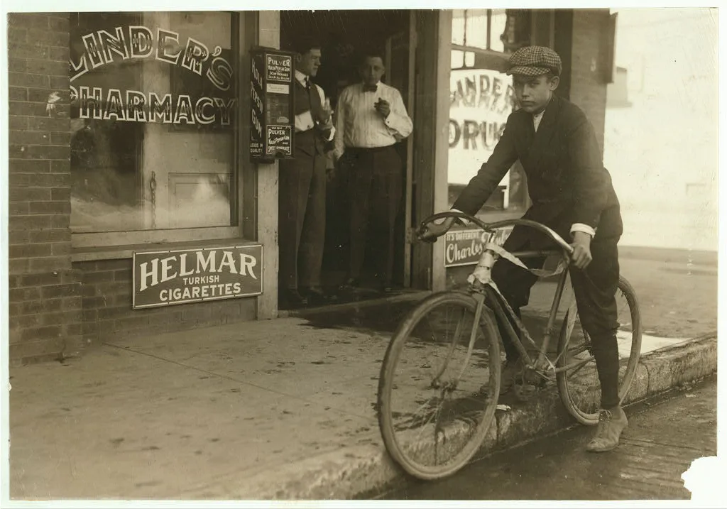 Fifteen year old delivery boy for Linders Drug Store, which is…, Texas, 1913