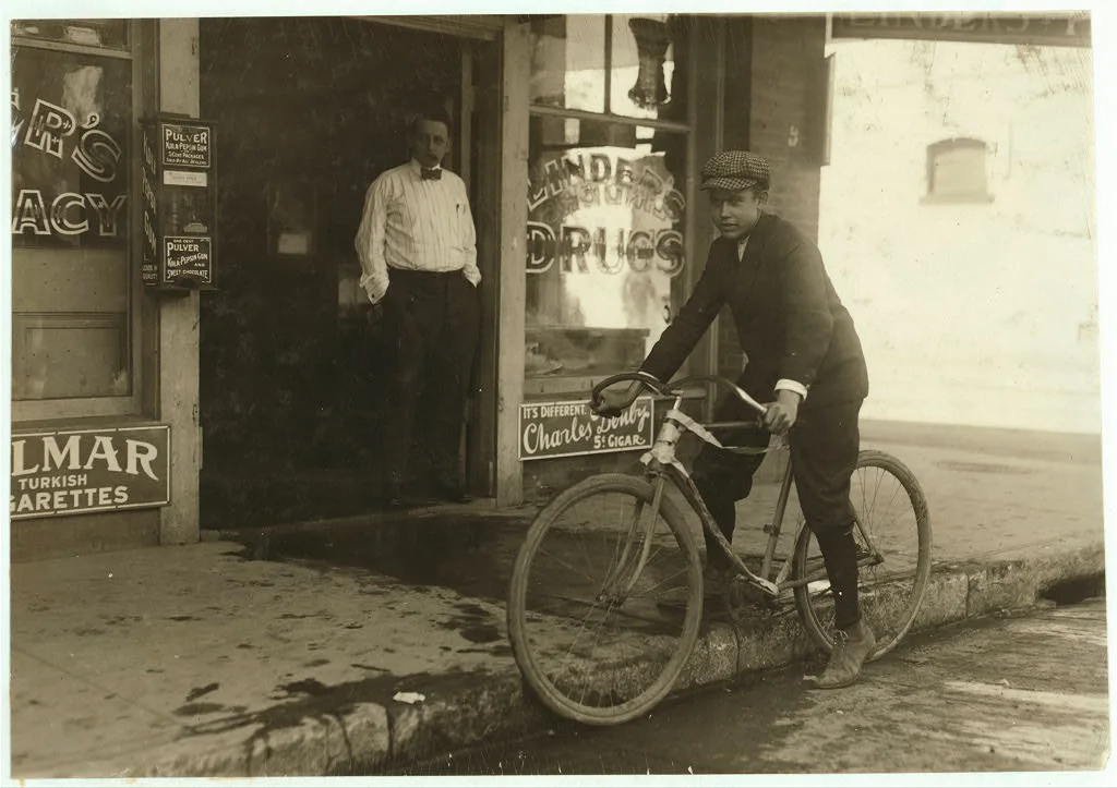 Fifteen year old delivery boy for Linders Drug Store, which is…, Texas, 1913