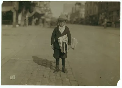 Photograph from California: A 6 year old newsie recently tried to "short…