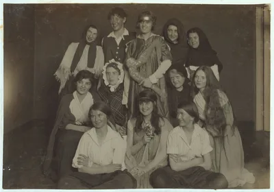 Scenes from "The Twig of Thorn" given by a club of working girls in…, Massachusetts, 1916