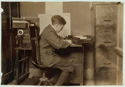 Young office boy, working for J.J. O'Brien and Sons on East 23…, New York (State), 1917