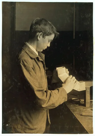 Sheet metal class. Riveting and punching. Prep Technology class. Six…, Massachusetts, 1916