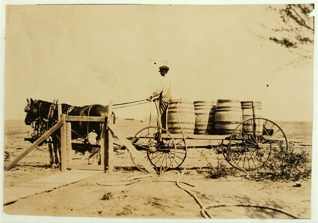 14-year-old boy hauling water on farm near Lawton. Francis Heinz,…, Oklahoma, 1917