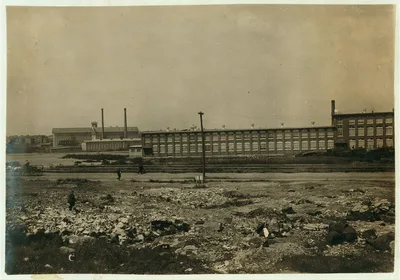 The new and the old - Pilgrim Mill in the foreground - Chase Mill in…, Massachusetts, 1916