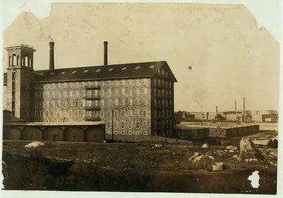 The Old and the New. Chase Mill built in 1872 in foreground, Pilgrim…, Massachusetts, 1916