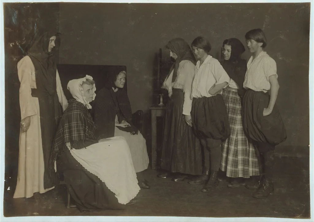 [Scenes from "The Twig of Thorn" given by a club of working girls in…, Massachusetts, 1916