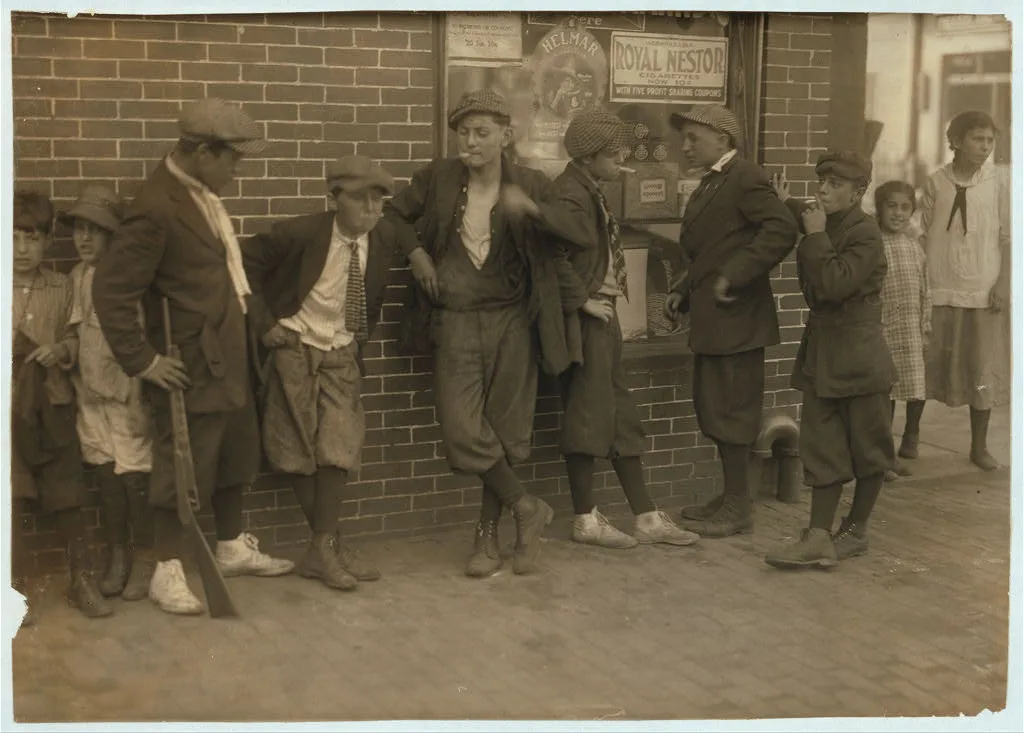 [Street gang - cor[ner] Margaret & Water Streets - 4:30 P.M.] …, Massachusetts, 1916