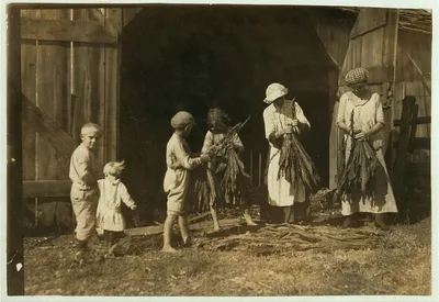 [Mrs. J.L. Hazel and children stripping tobacco. A very interesting…, Kentucky, 1916