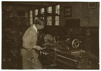 High School boy at work in machine shop. Oklahoma City High School. …, 1917