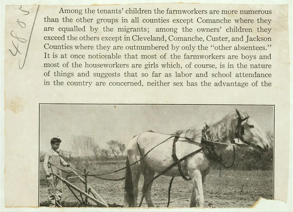 [Herschel Bonham, Route A, Box 118, an 11-year-old boy cultivating…, Oklahoma, 1917